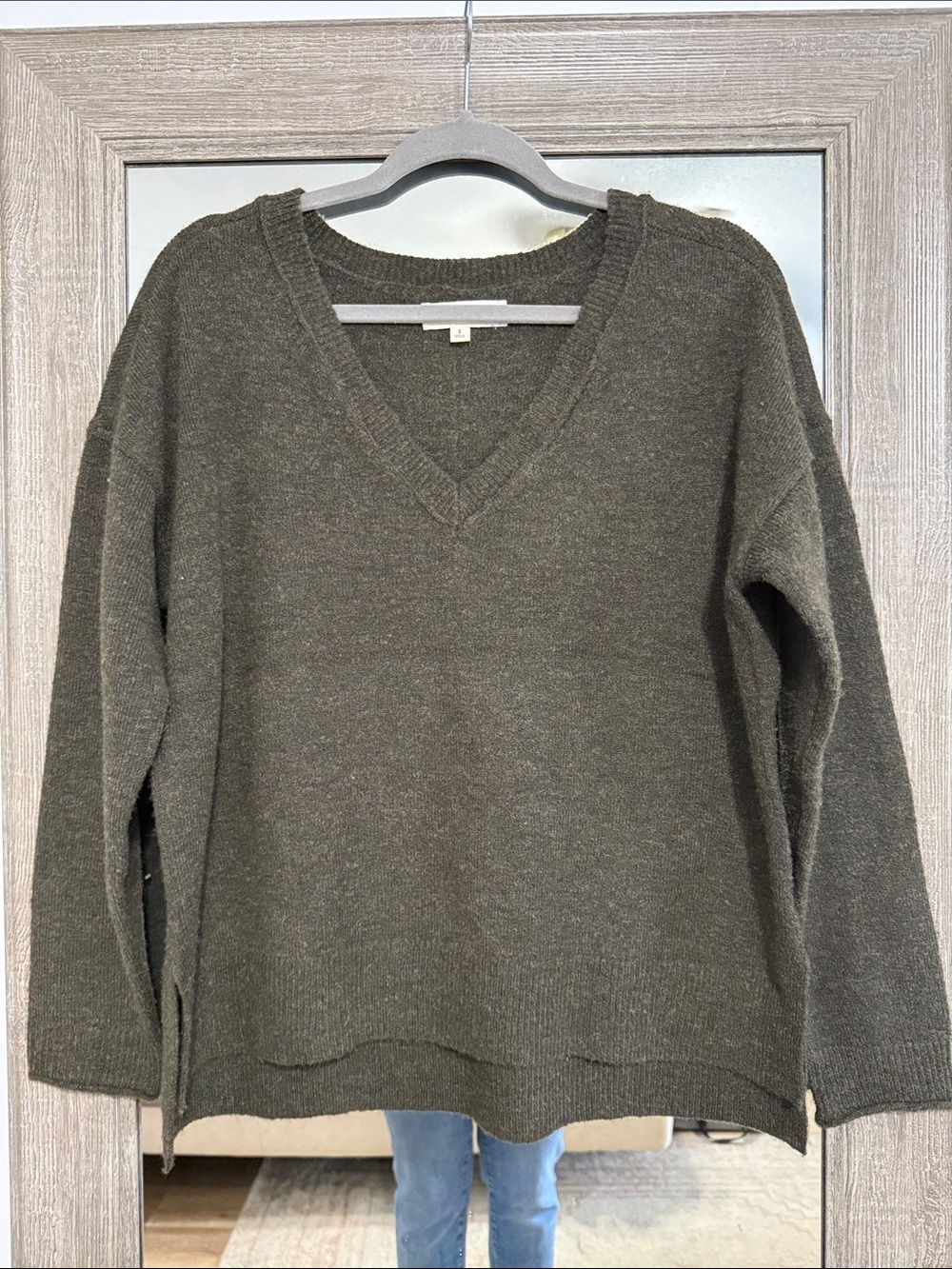 Lucky Brand Olive Green V-Neck Sweater